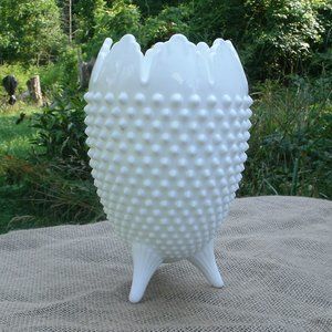 Vintage Fenton Hobnail Milk Glass Egg Vase